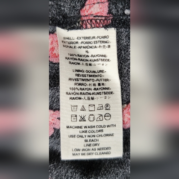 Free People Tegan Mini Dress Women's 4 Black & Red Floral Fit n Flare Long Sleev - Picture 9 of 14